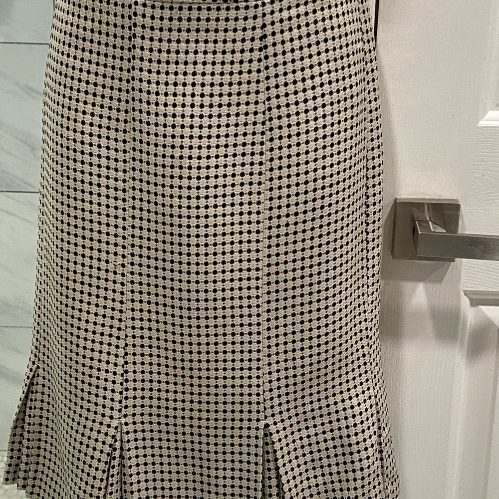 Black and White Pleated Pencil Midi Skirt